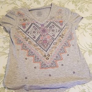 Gray short sleeve floral shirt